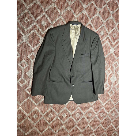 Vintage Union Made Burberrys Grey 100% Pure Wool Two Button Grey Mens Blazer - Picture 1 of 10